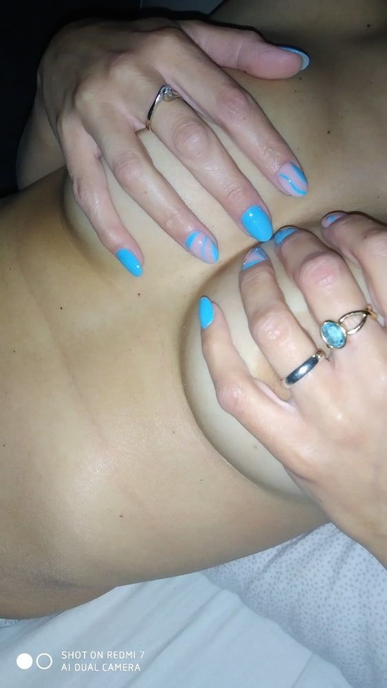 wife shows new nails on dildo and tits #3