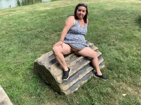 sexy bbw outdoors at the park         