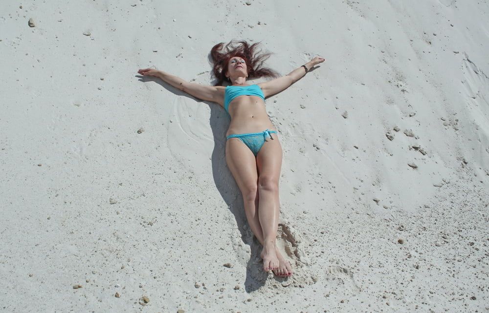 On White Sand in turquos bikini #13
