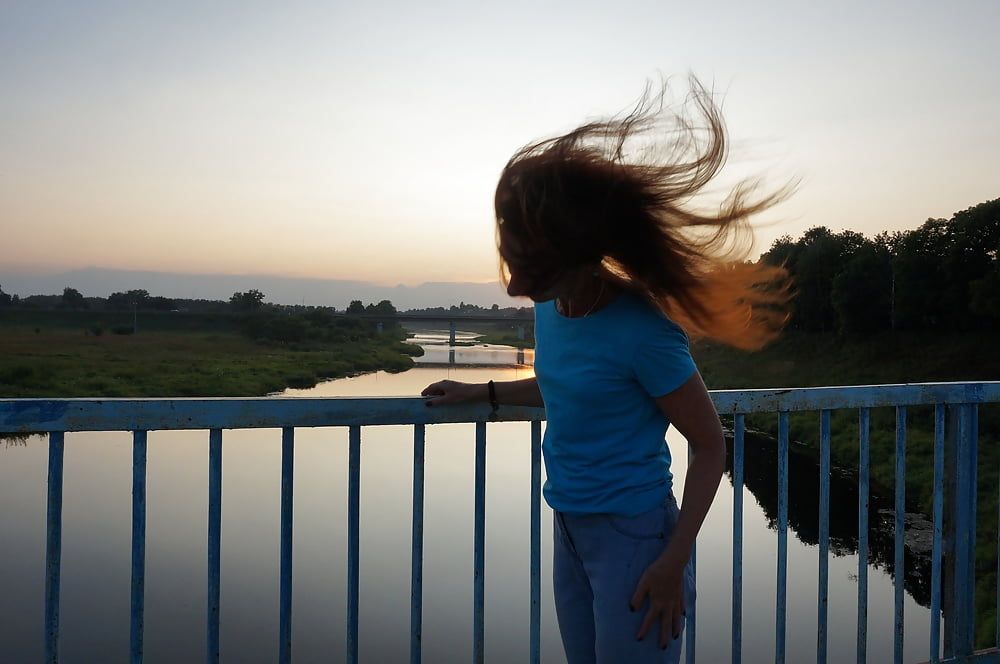 Flamehair in evening on the bridge #5