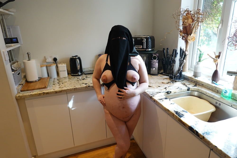 Pregnant Wife in Muslim Niqab and Nursing Bra #25