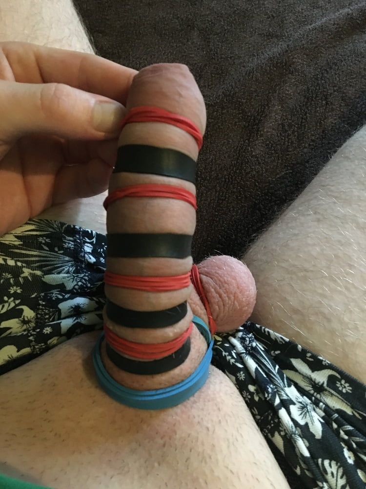 Cock And Ball Bondage With Rubber Bands And Cockrings  #2