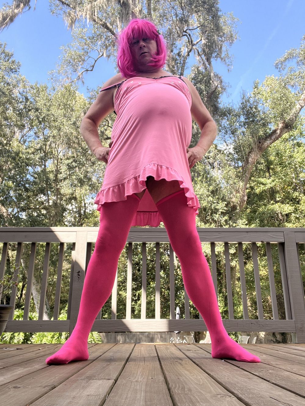 sissy danipig posing outside for master