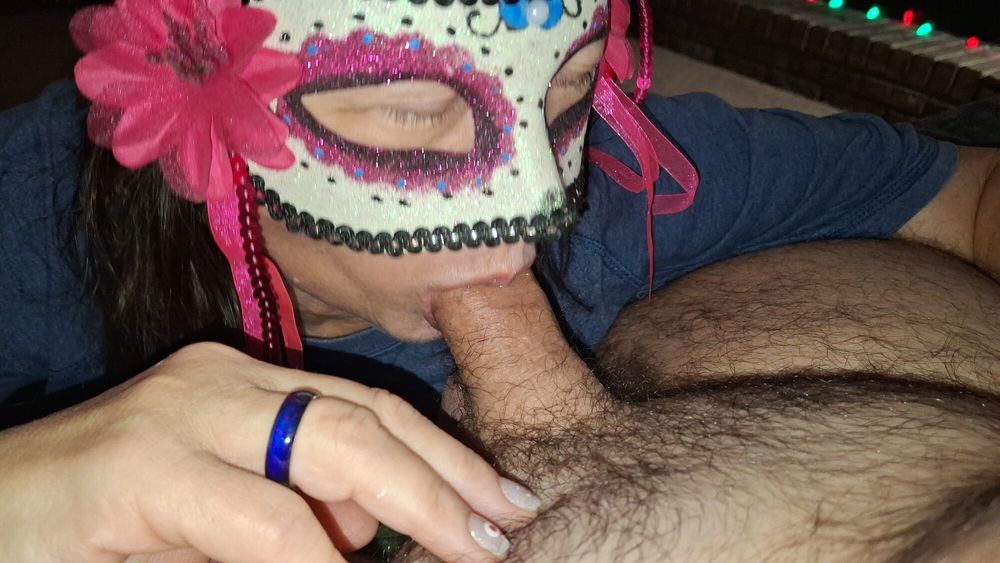 Blowjob from masked GILF #8