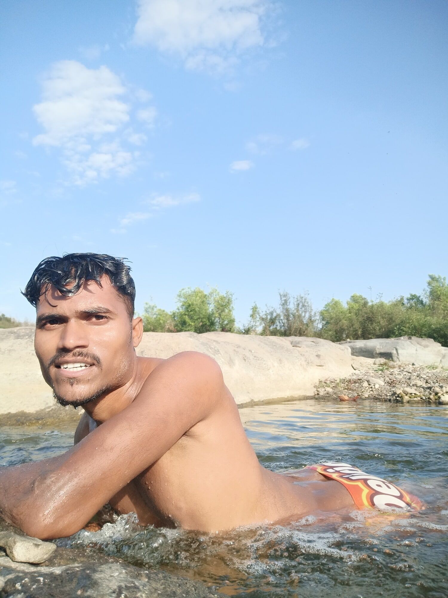 Sanju gamit on river advanture hot and sexy looking in man 