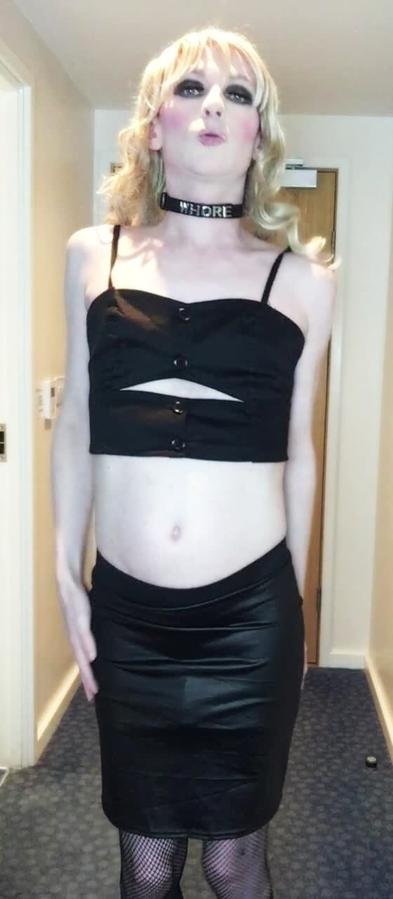 Sissy Crossdresser In Black Slut Outfit Posing  #52