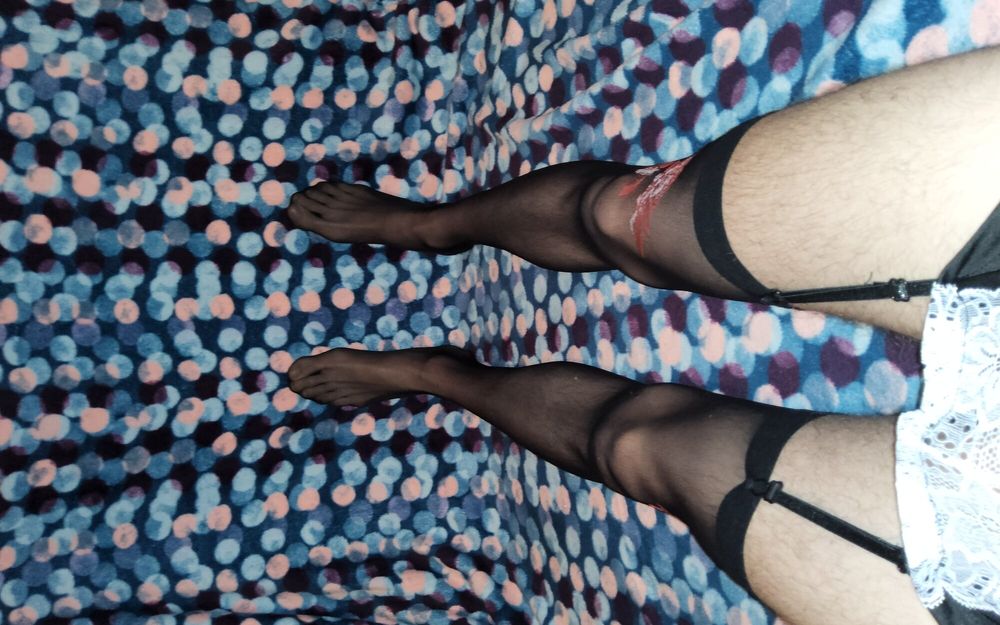 My Black Pantyhose And My Sexy Garter Suit  