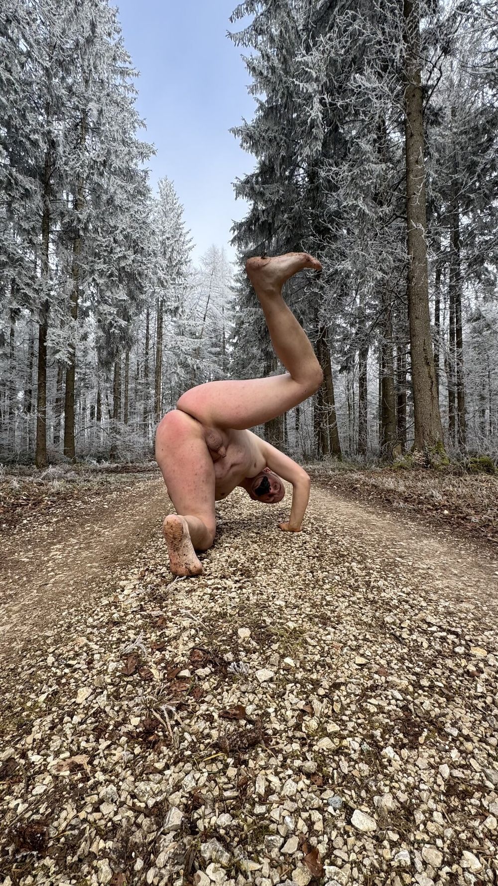 the faggot Christoph naked in the forest #8