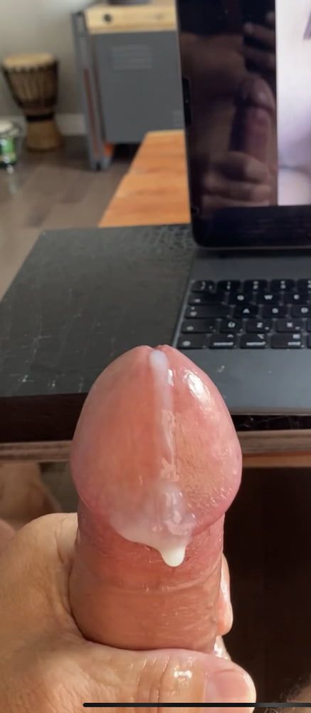 Playing with my cock and cum #12