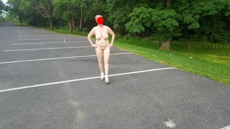 naked parking lot walk         