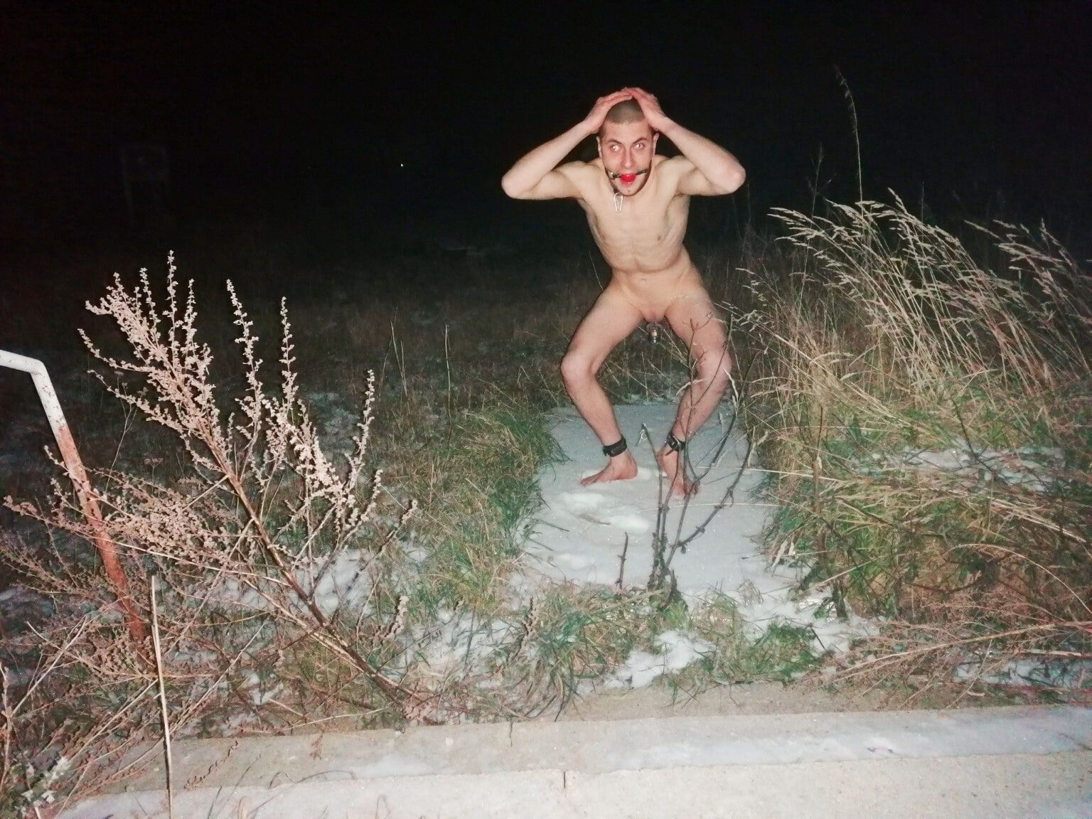 Young GAY slave in abandoned place 2
