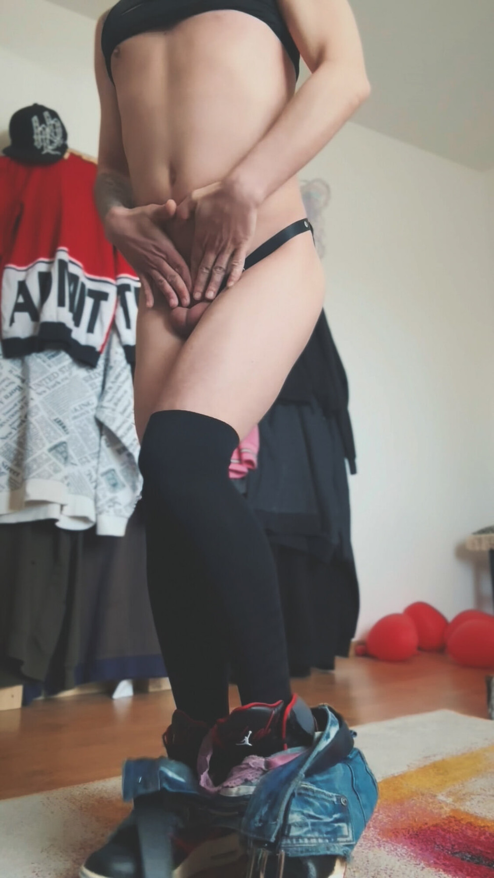Femboy cute outfit and flat chastity cage #26