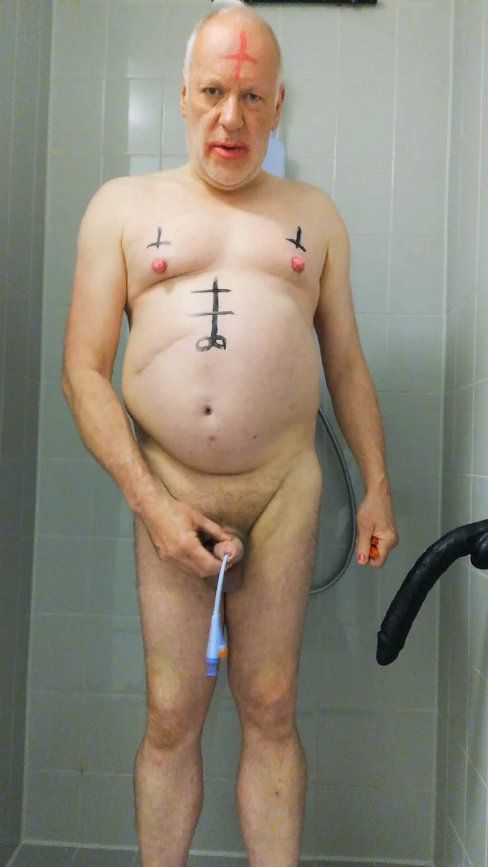 Satan slave is ready for his sex sacrifice ,