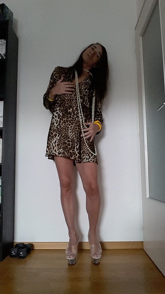 Tygra in her new leopard dress. #9