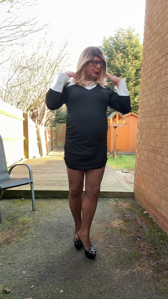 Sexy Crossdresser kellycd2022 in black dress and pantyhose  #41