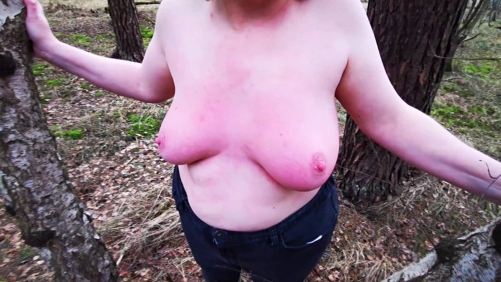 Titslapping in woods #14