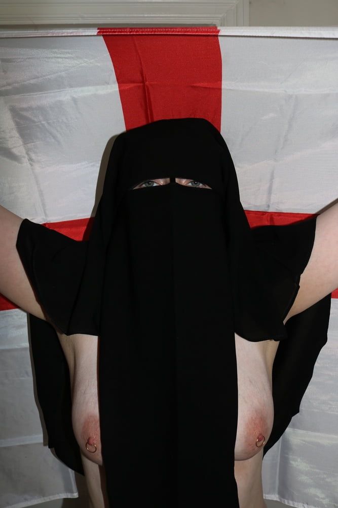 Wearing Niqab and England Flag #20