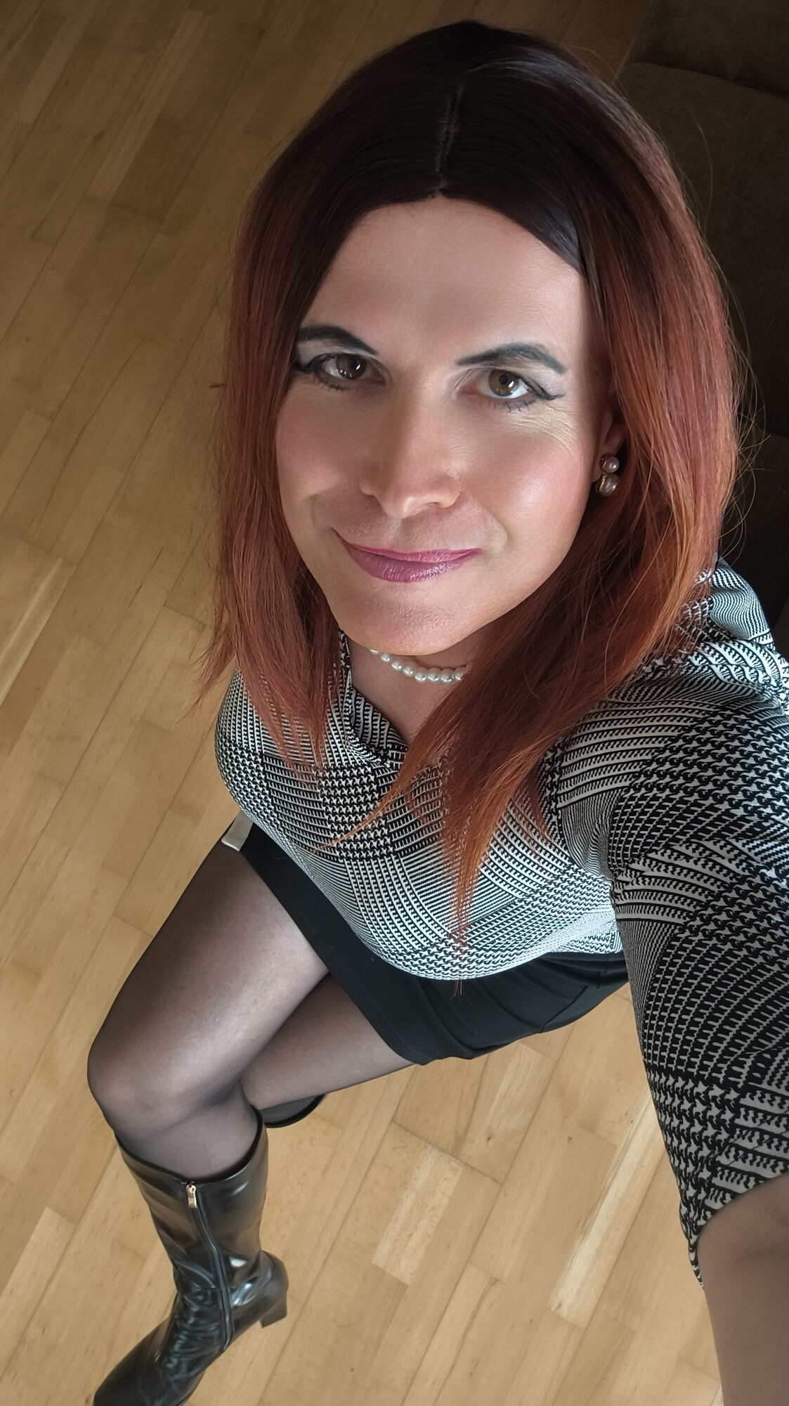 Black pantyhose and lovely short dress #38