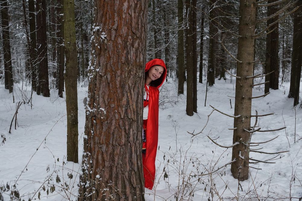 Little Red Riding Hood on a forest path #23