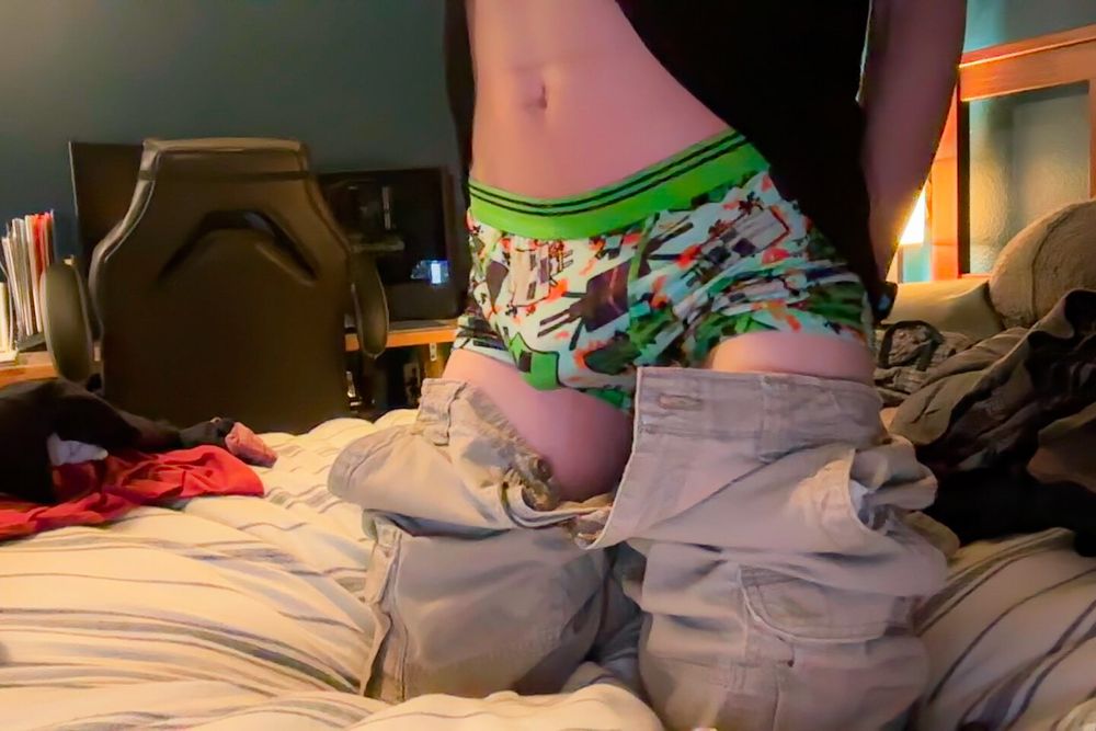 Nerd showing off his Minecraft undies #3