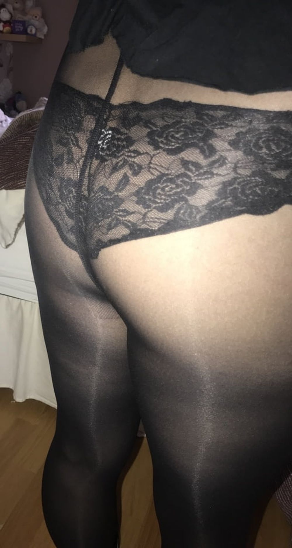 My arse in sexy black pantyhose #15