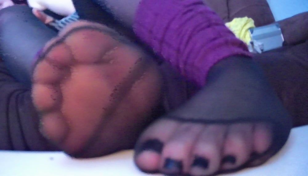 Sissy Boy Feet in Black Nylons POV #8