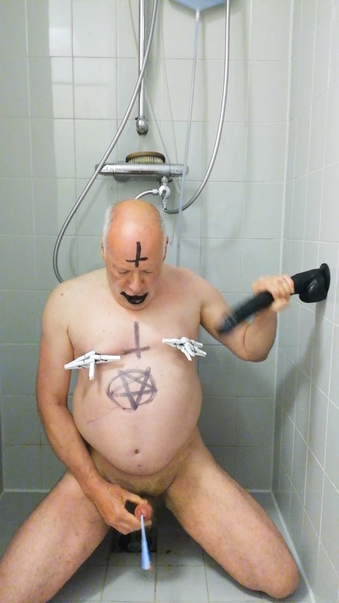 Satan  Slave Takes a Enema Session,