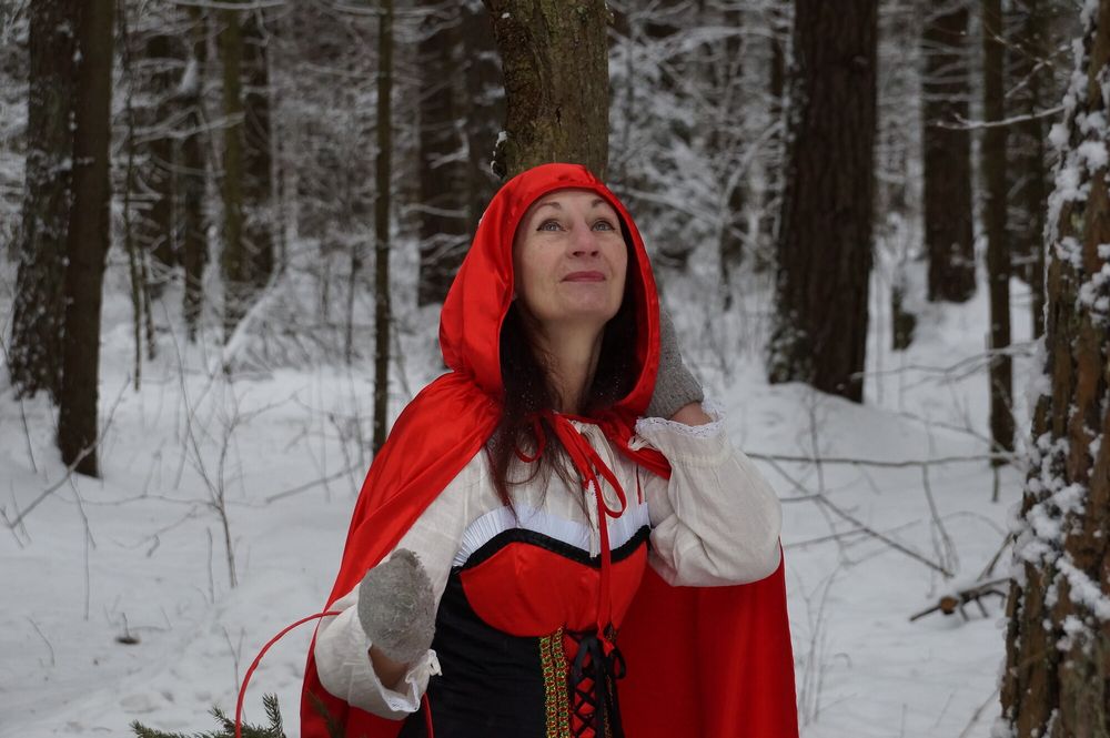 Little Red Riding Hood on a forest path #19