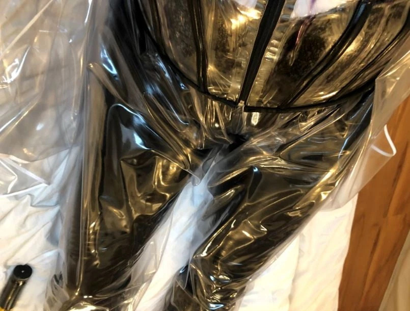 Transparent PVC Plastic Fetish Masturbation #10