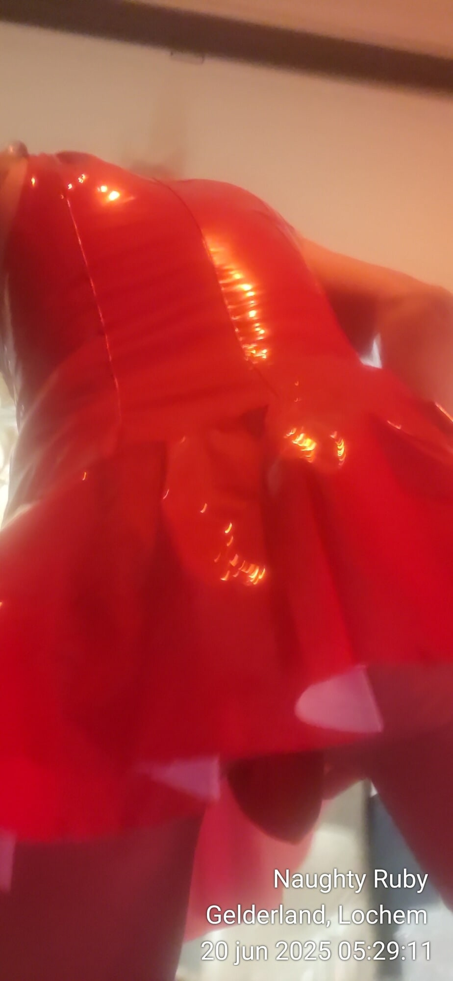 Red latex mini dress #21
