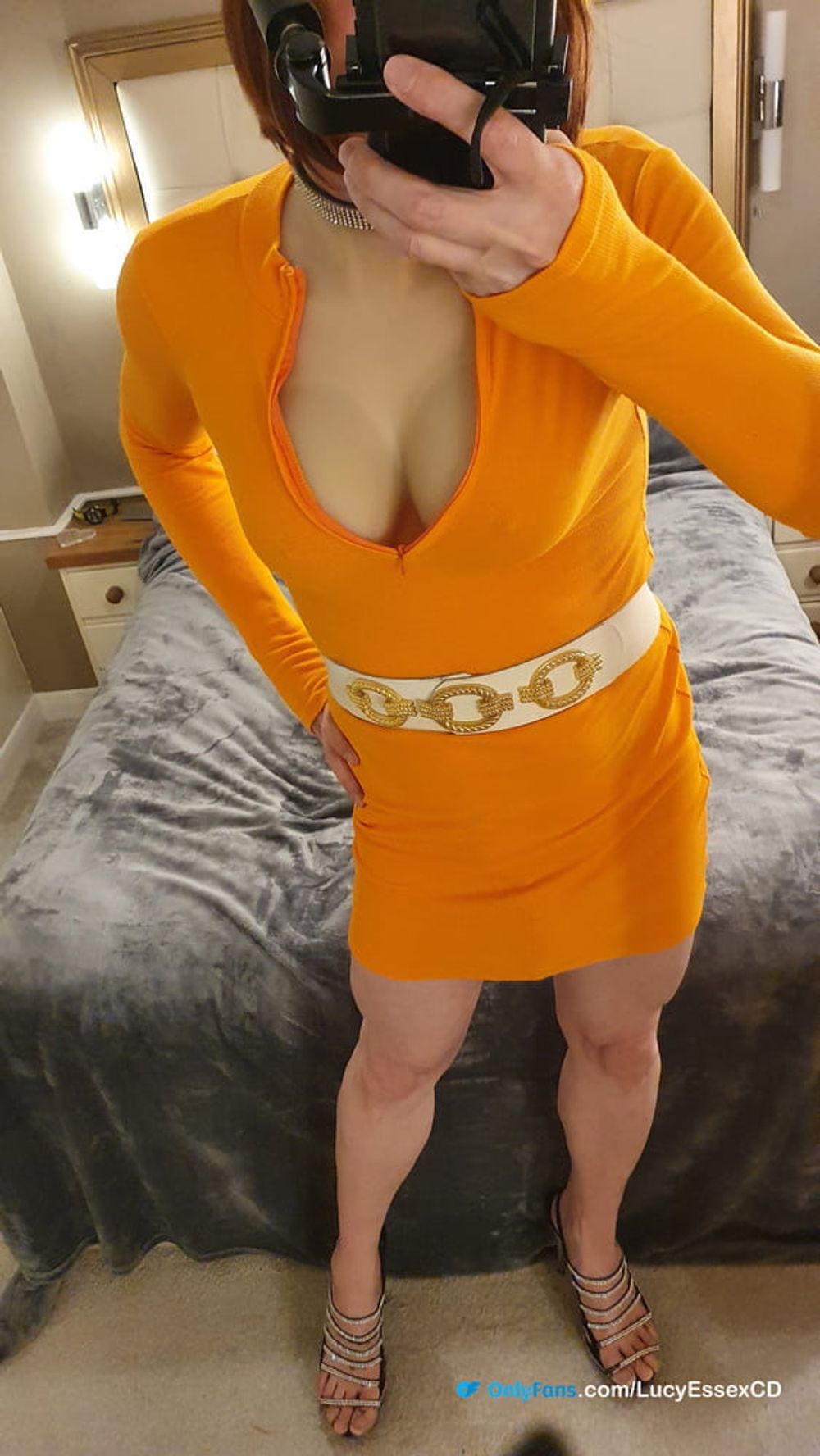 TGirl Lucy in Orange dress POV selfies #7