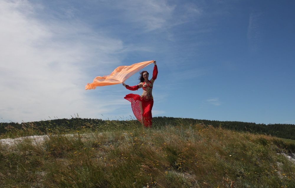 On top with an orange shawl #22