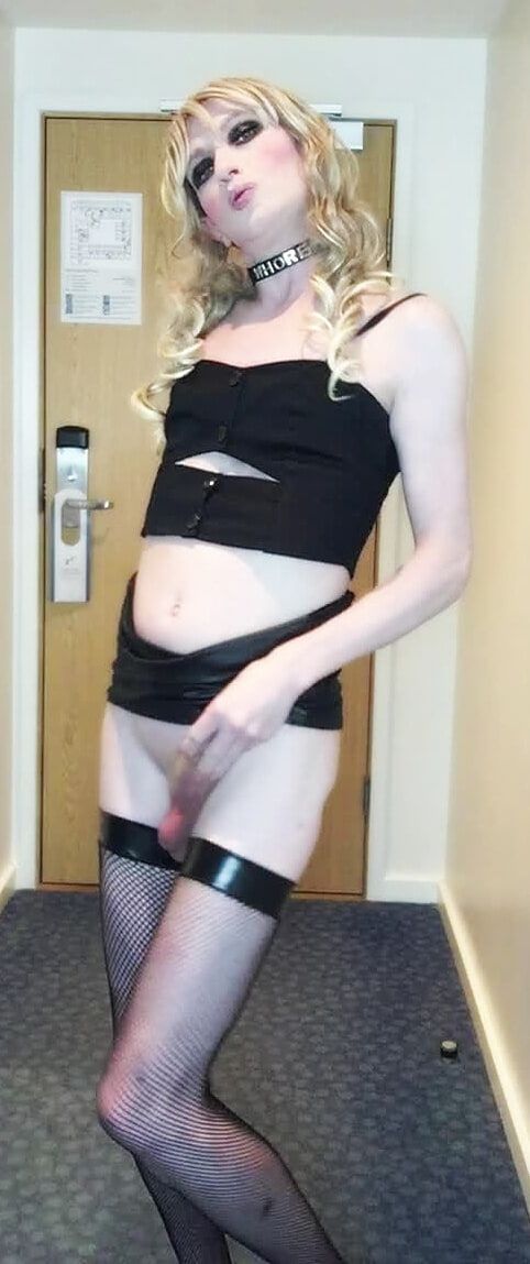 Sissy Crossdresser In Black Slut Outfit Posing  #29