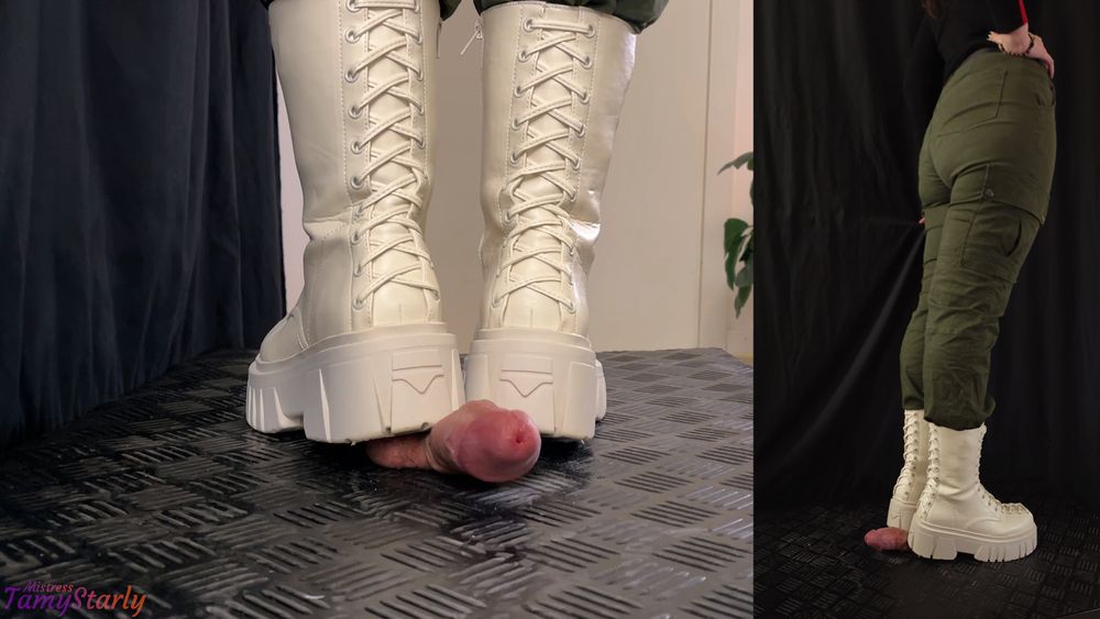 Military Girl Ballbusting You in White Dirty Combat Boots #8