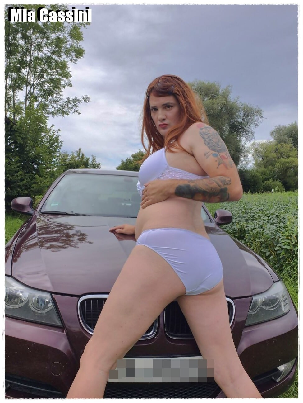 White Lingerie, posing on Car #14