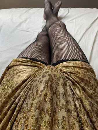 shiny gold dress with stocking         