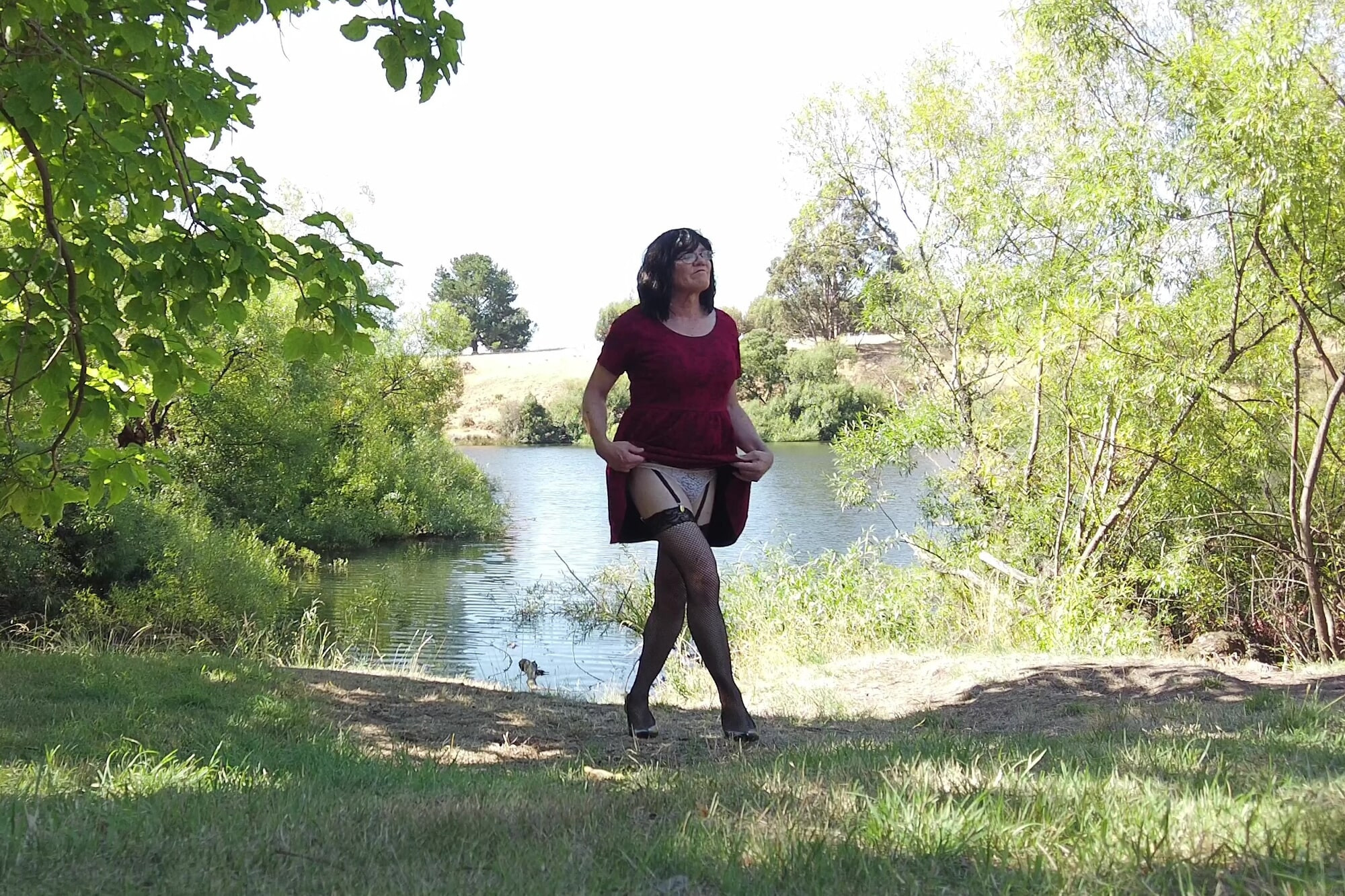 Crossdress Roadtrip - River side Pantie Drop #17