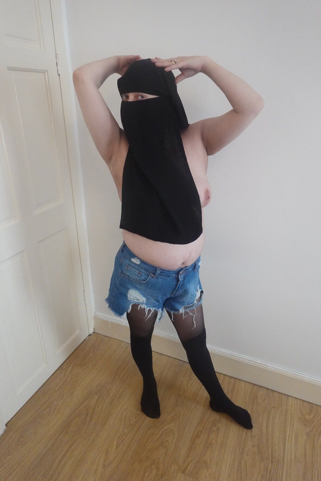 Wearing Shorts and pantyhose in Niqab  #5