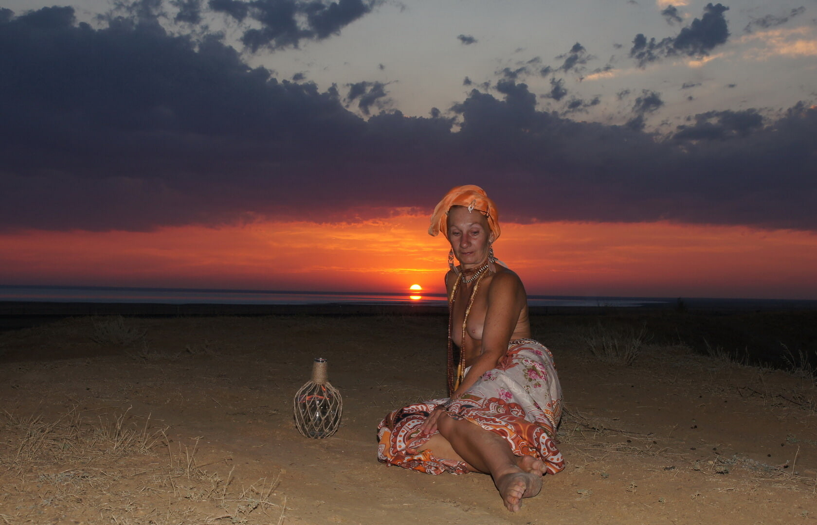 With a jug in the sunsetting sun #42