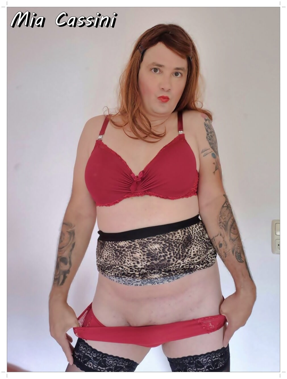 Red Lingerie & leopard Miniskirt #35
