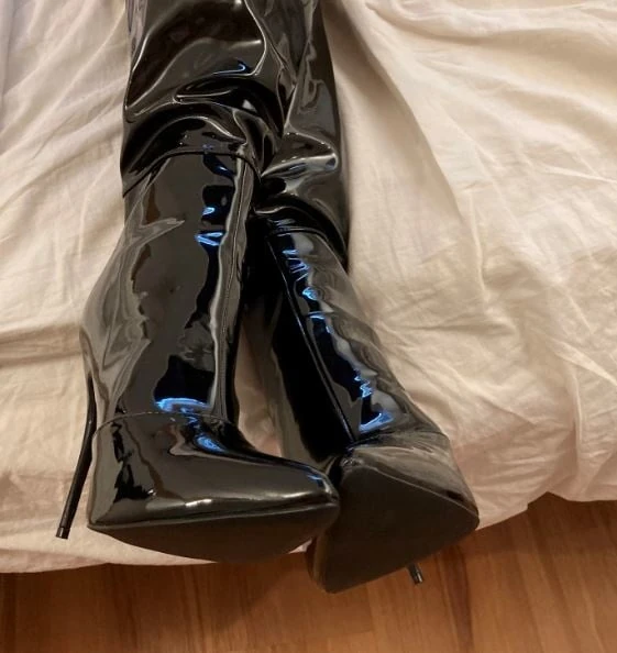 Thigh High Black High Heel Boots