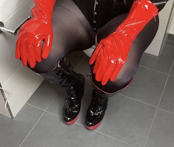 Black and Red Fetish Pissing #4