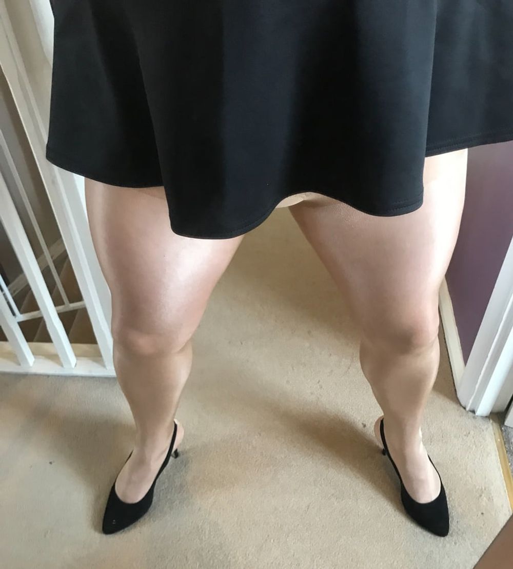 Short skirt & shiny Tan colour Tights #19