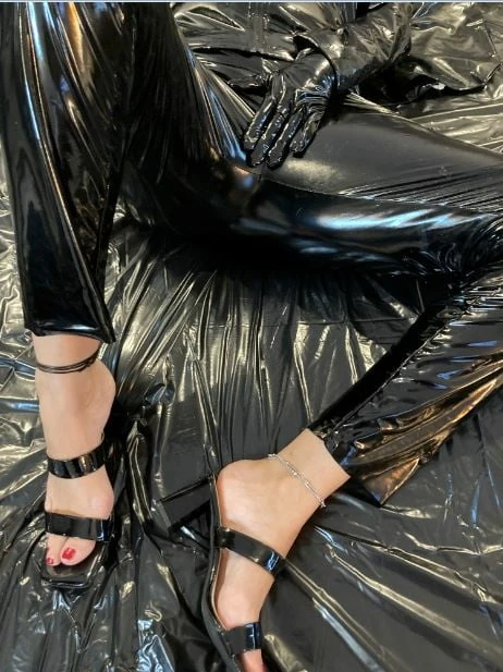 Black vinyl masturbation #6