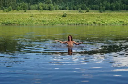 nude playing in volga river         