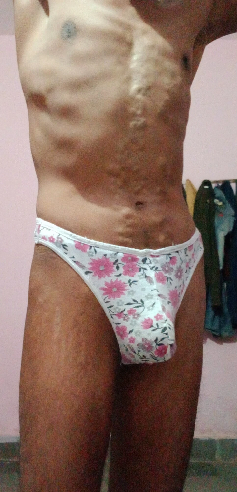 Sissy boy  show her thong tight panties #5