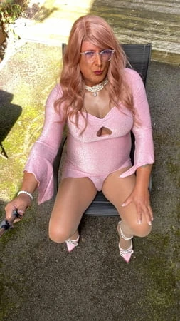 sexy crossdresser kellycd     in pink sparkly dress heels         