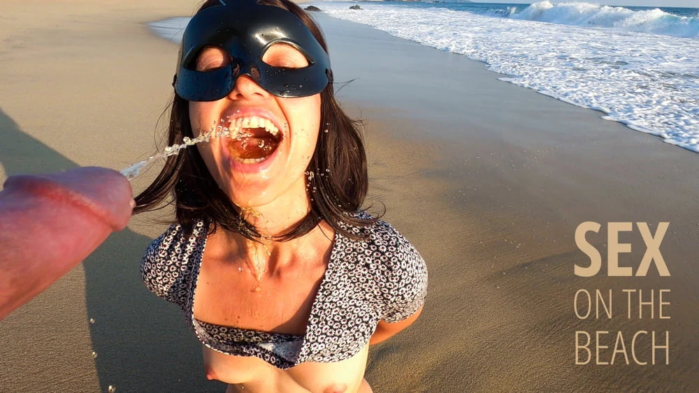 Piss Drinking on a Public Beach