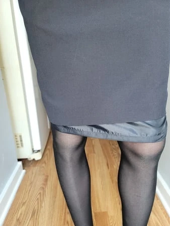 flight attendant skirt with sliky lining and pantyhose         