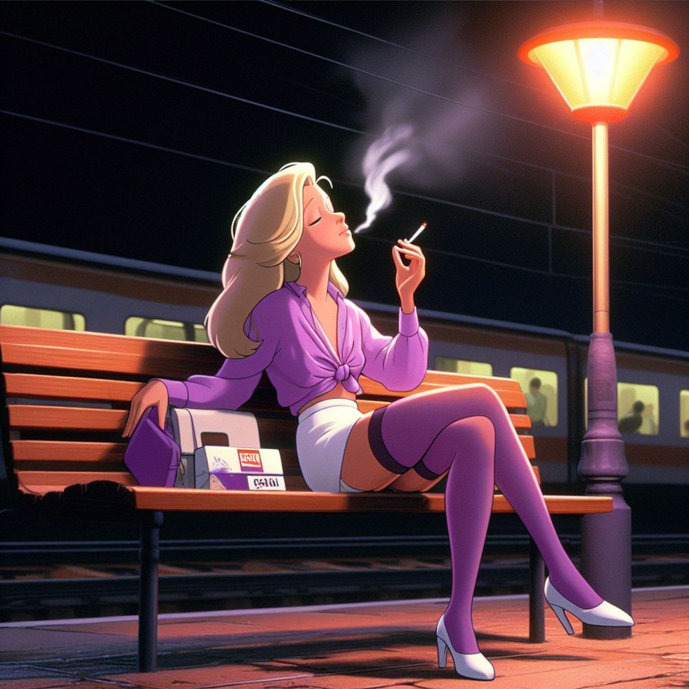 Purple Stockings Smoking. #50